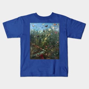 Flowers in a Landscape, Summer - Gustave Dore Kids T-Shirt